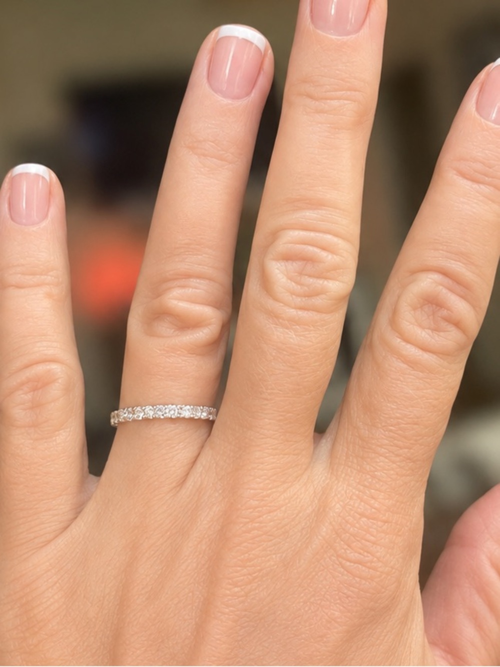 💎 14K White Gold LGDiamond 1/2 Eternity Band Ring SZ 6.5 Certified/Appraised